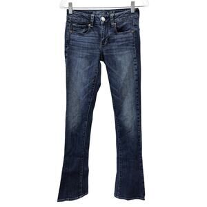 American Eagle Outfitters Jeans Womens 2 Skinny Kick Stretch Bootcut Denim Blue
